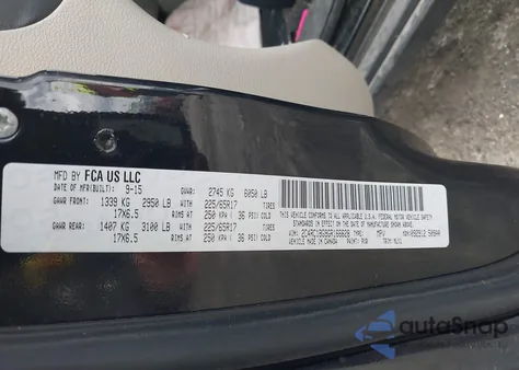 2016 Chrysler Town & Country Touring из США, поврежденный, VIN 2C4RC1BG9GR166628